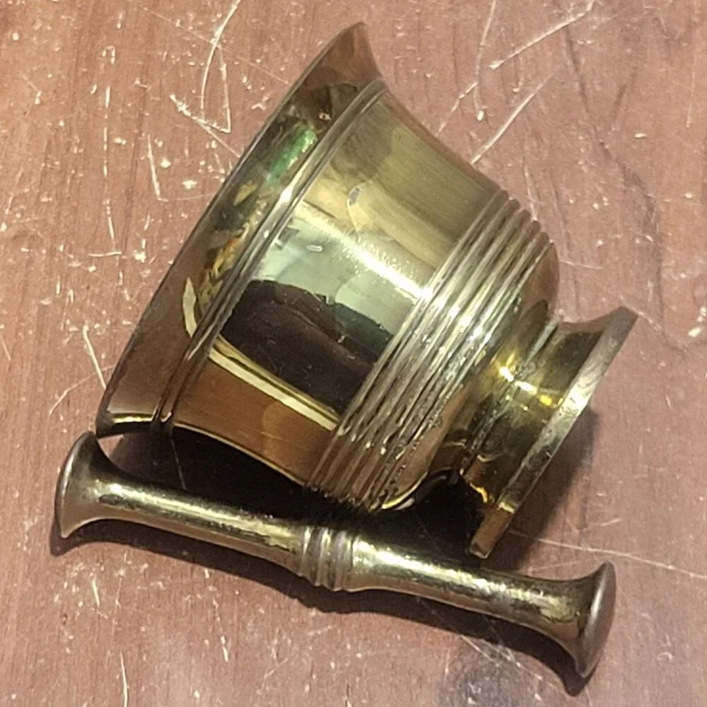 Antique Brass Mortar and Pestle Set